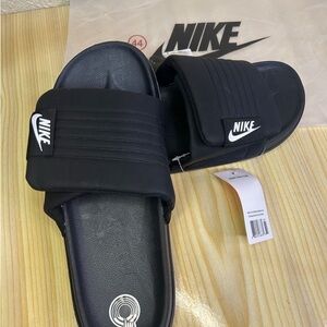 Nike Black Slide Sandals with White Logo